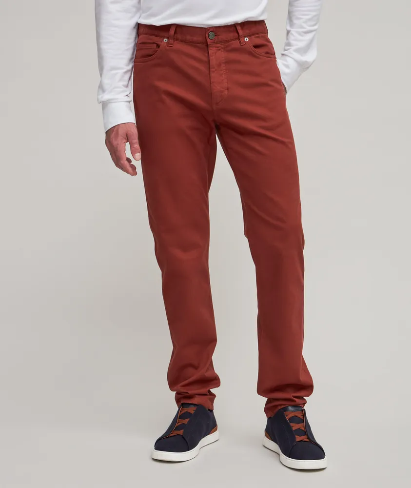 City Stretch-Cotton Gabardine Five-Pocket Pants