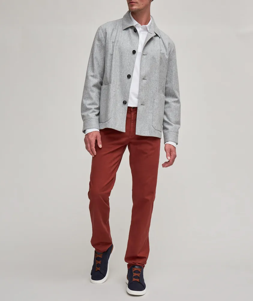 City Stretch-Cotton Gabardine Five-Pocket Pants