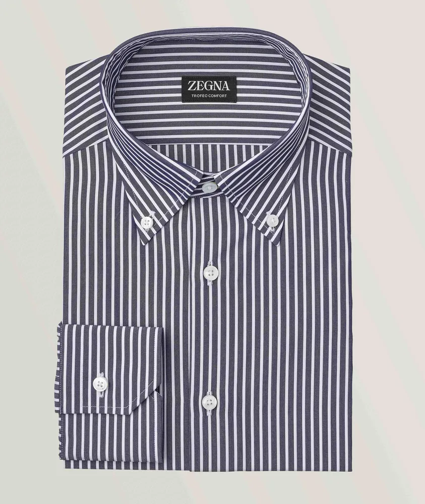 Sartorial Comfort Macro Stripe Trofeo Cotton Dress Shirt