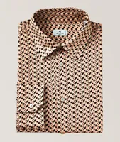 Slim-Fit Geometric Print Cotton Sport Shirt