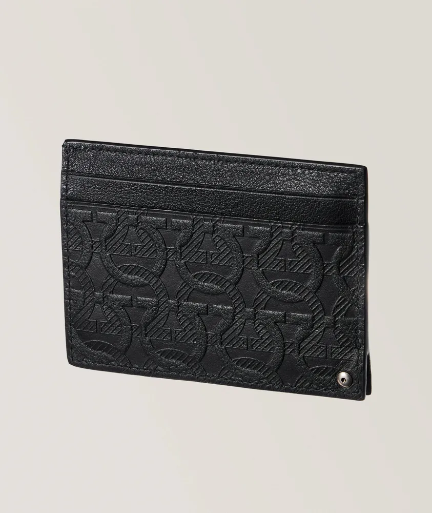 Embossed Hidden Compartment Leather Card Case