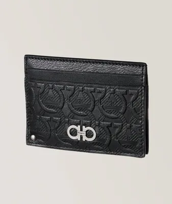 Embossed Hidden Compartment Leather Card Case