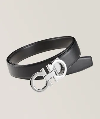 Double Gancini Reversible Leather Belt