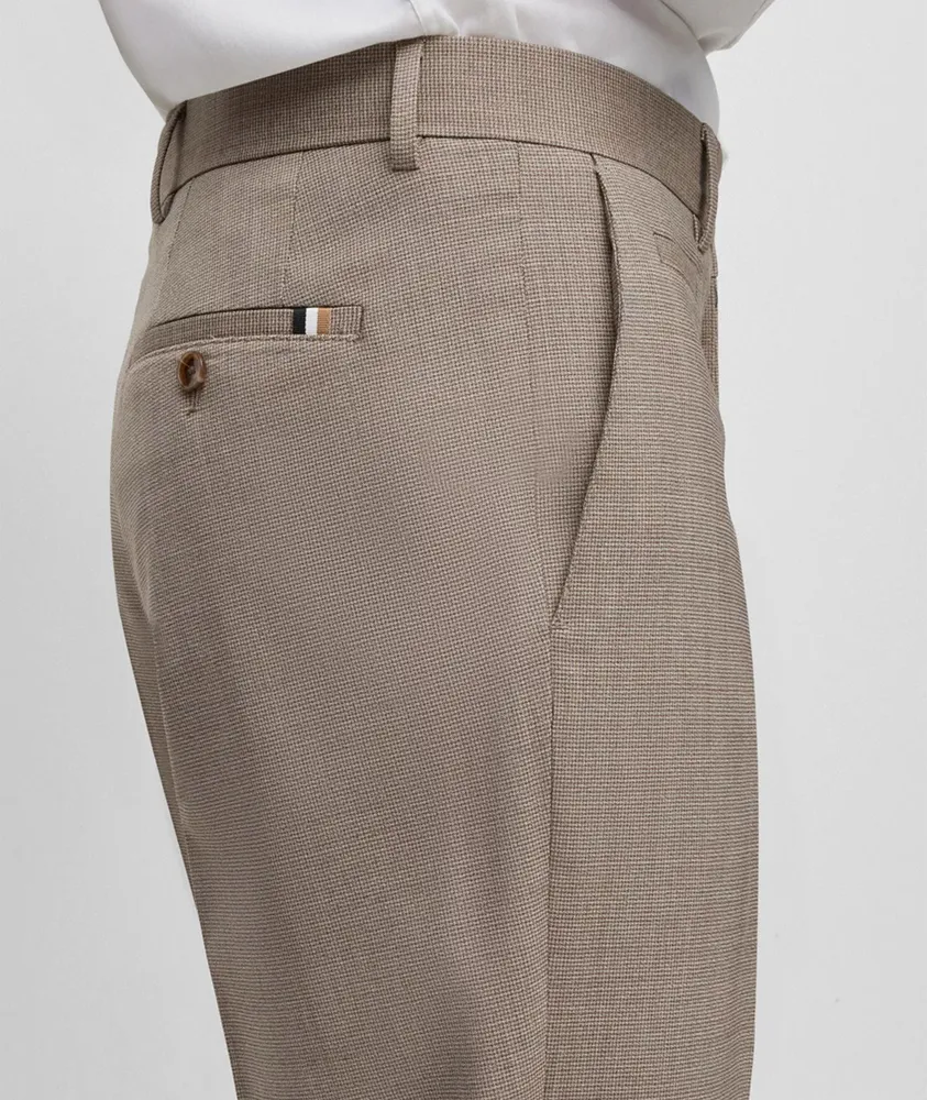 Slim-Fit Micro-Patterned Virgin Wool Trousers