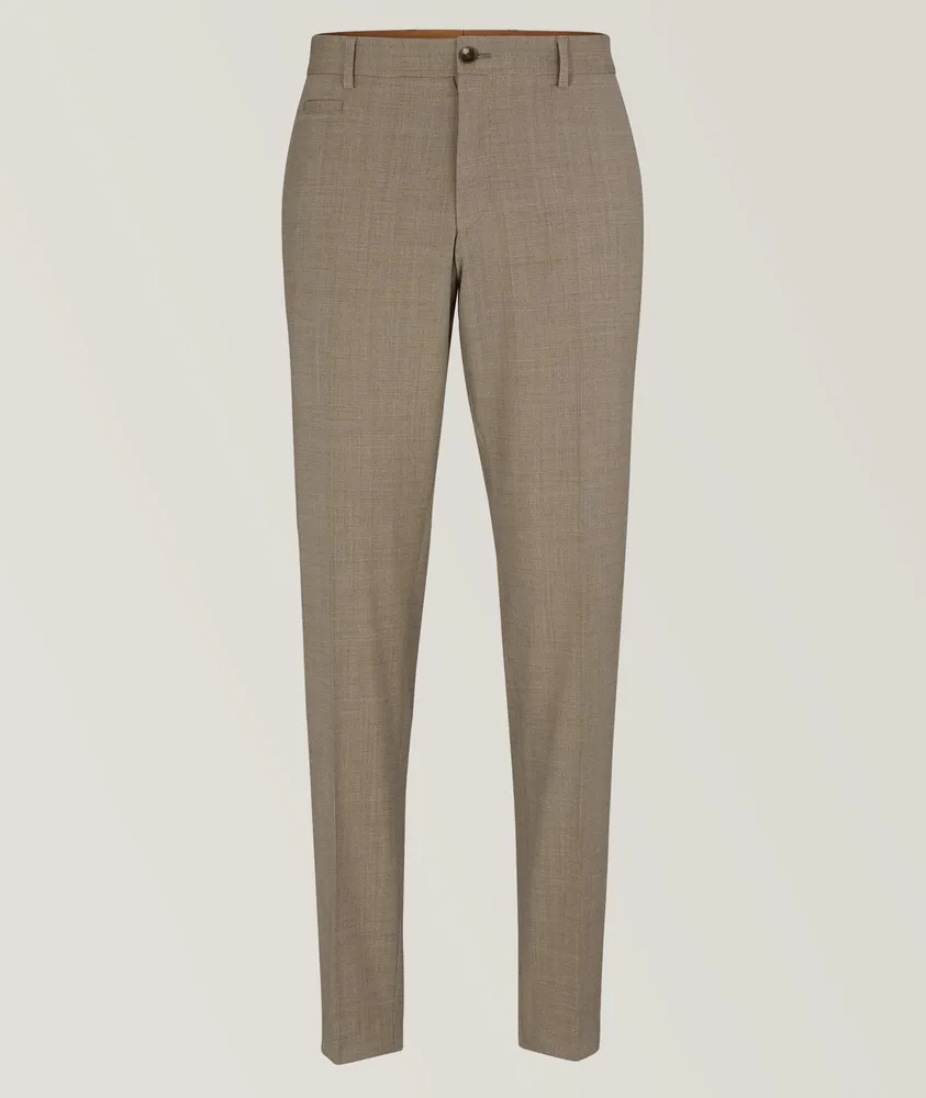 Slim-Fit Micro-Patterned Virgin Wool Trousers