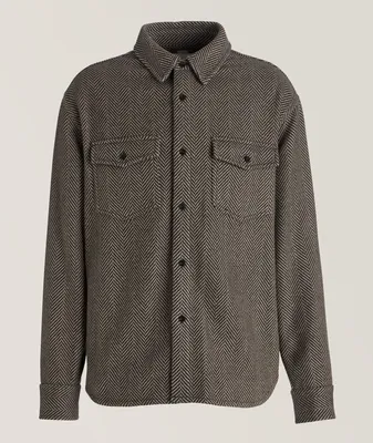 Herringbone Weave Cashmere-Blend Overshirt
