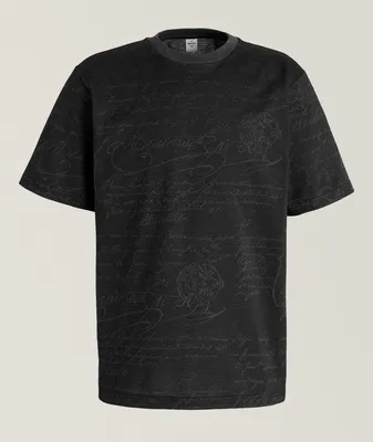 All-Over Scritto Jacquard Cotton Piqué T-Shirt