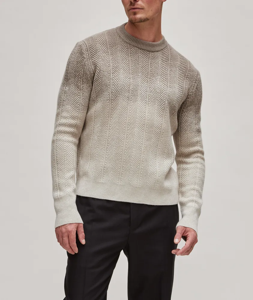 Gradient Herringbone Knit Cashmere Sweater
