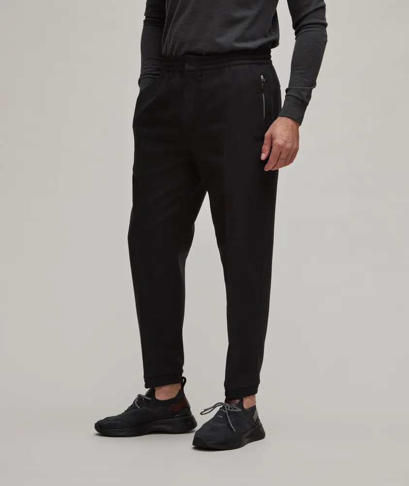 Herringbone Weave Wool-Cotton Joggers