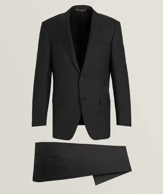 Contemporary Line Textured Wool Suit