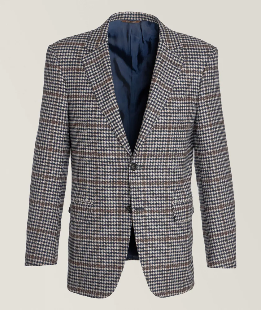 Houndstooth Check Wool-Cashmere Sport Jacket