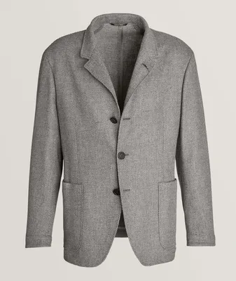 Textured Weave Stretch-Wool Blend Sport Jacket
