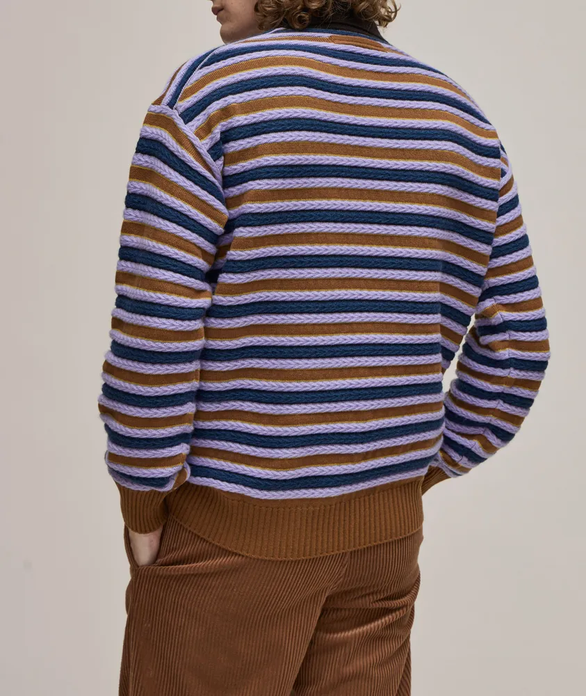 Men's Signature Shaker Stitch Sweater, Crewneck, Stripe