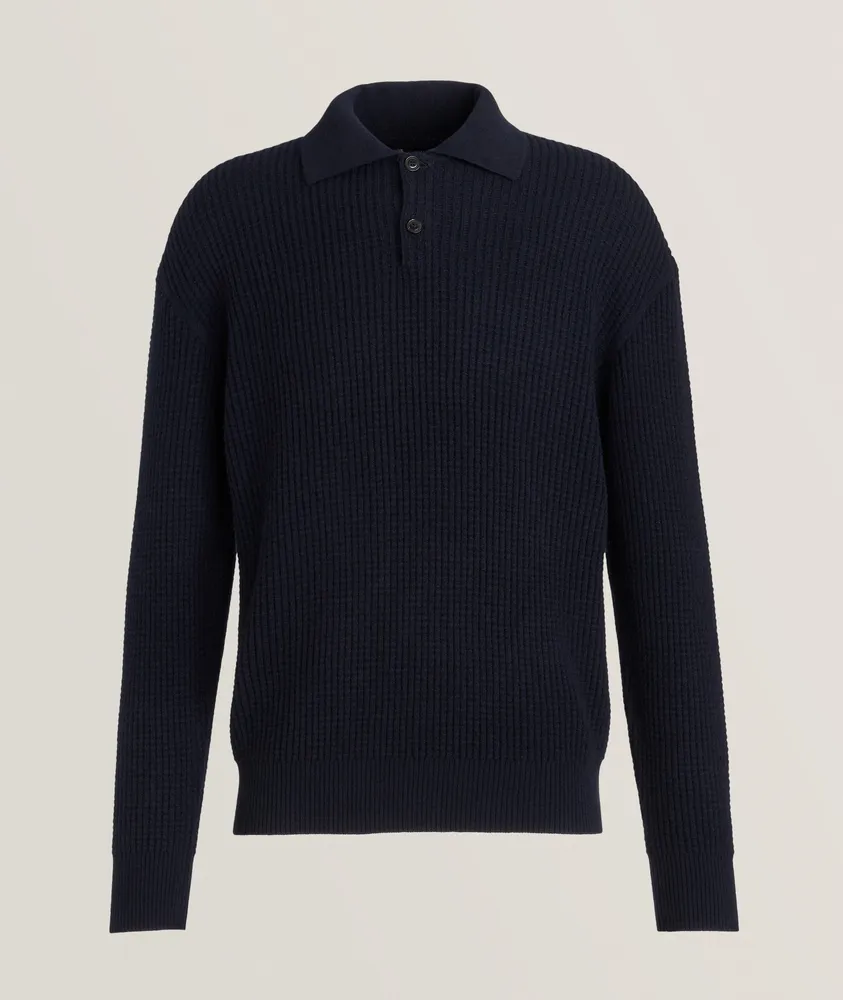 Oasi Cashmere Waffle-Knit Polo