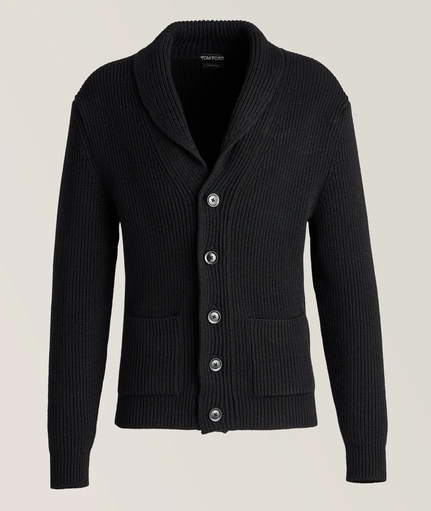 Wool-Silk Shawl Collar Cardigan