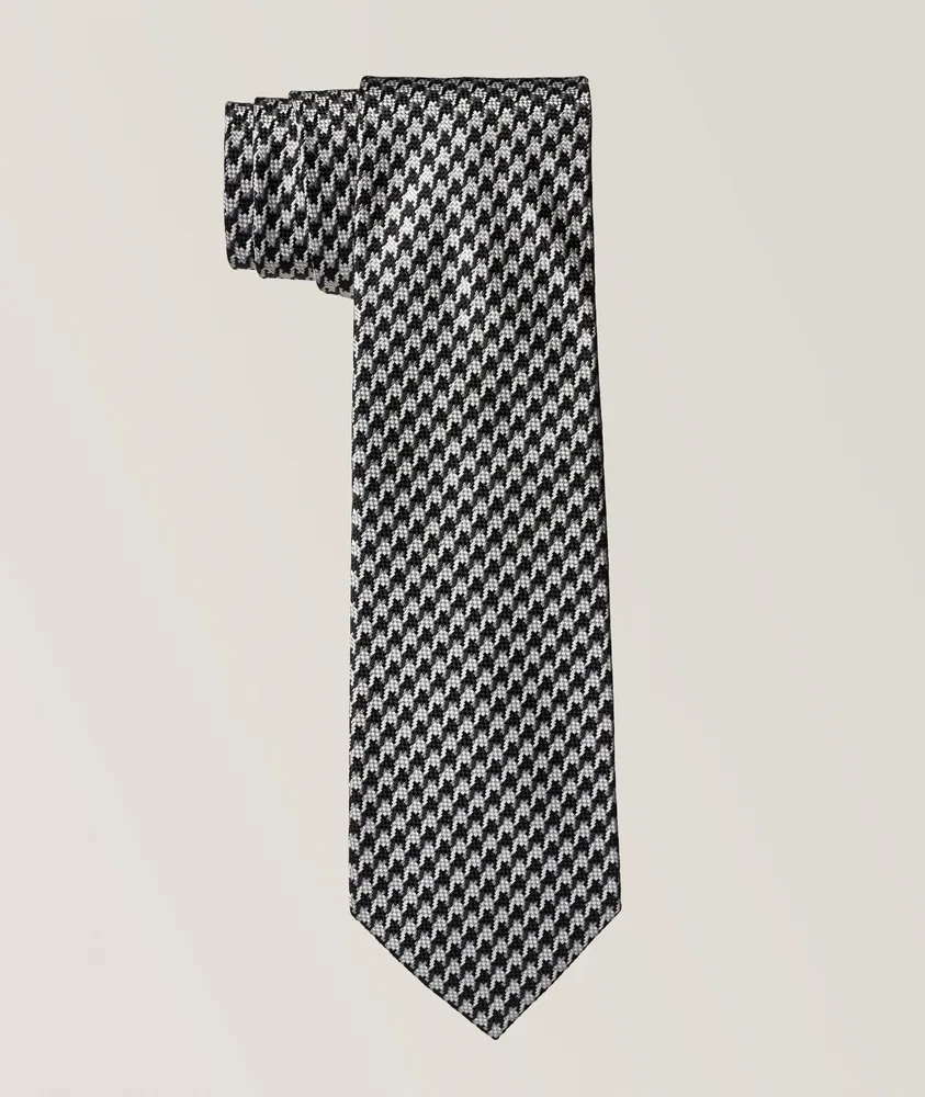 Kiton Dotted Houndstooth Silk Tie