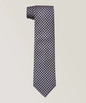 Houndstooth Pattern Silk Tie