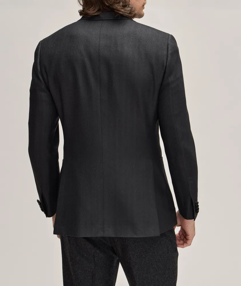 Herringbone Wool-Silk Sport Jacket