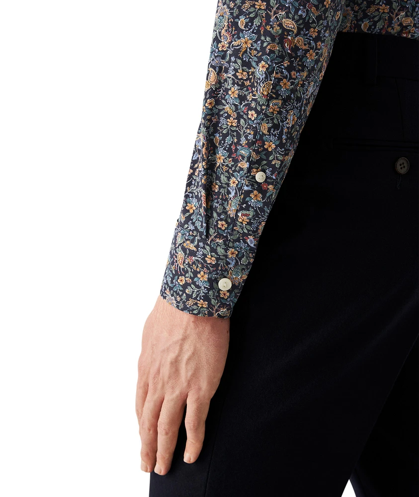 Slim Fit Floral Print Four-Way Stretch Shirt