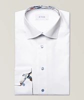 Contemporary Fit Twill Shirt with Geometric Contrast Details