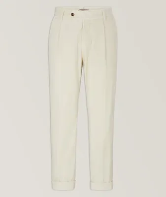Pleated Stretch-Cotton Corduroy Trousers