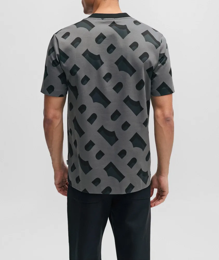 Tiburt Monogram Jacquard Mercerized Cotton T-Shirt