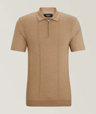 Knitted Jacquard Silk-Cotton Polo