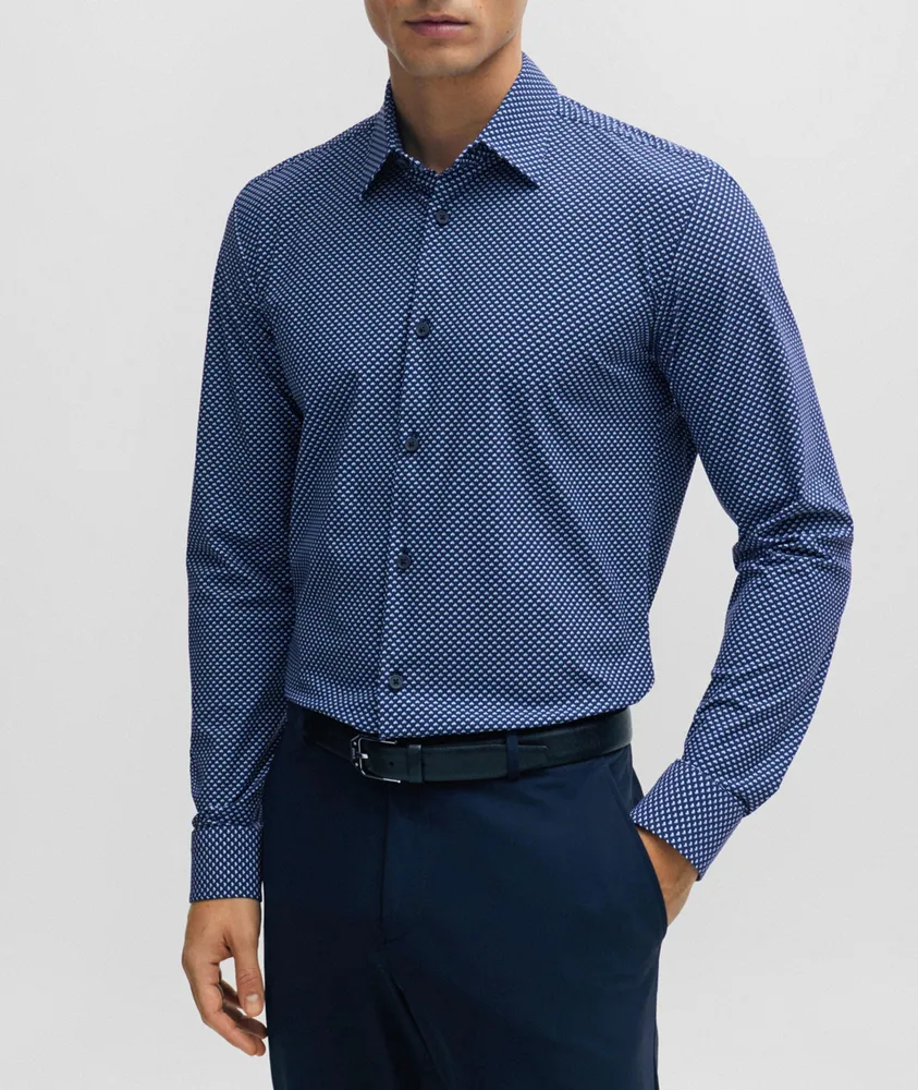 Geometric Performance-Stretch Sport Shirt