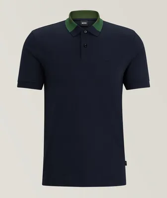 Colour-Block Collar Interlock Cotton Polo