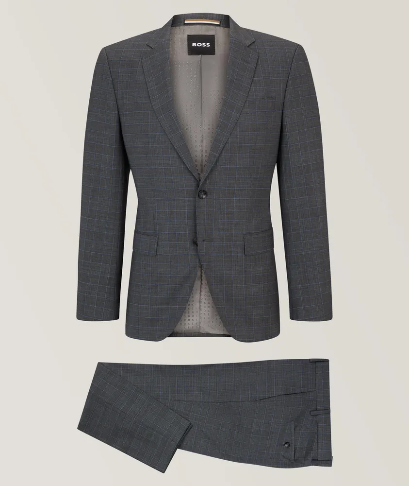 Slim Fit Checked Stretch-Wool Suit