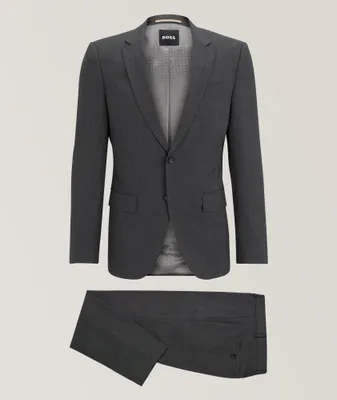 Slim-Fit Micro-Pattern Stretch-Wool Suit