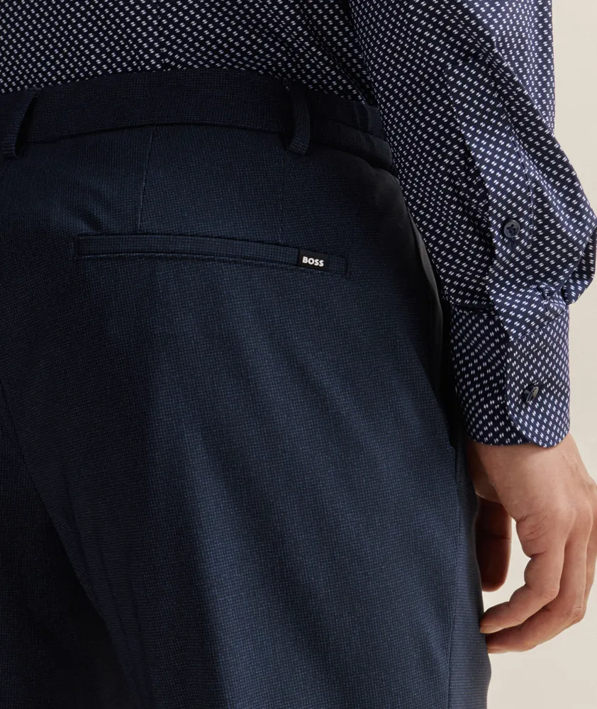 Slim Fit Micro-Pattern Trousers