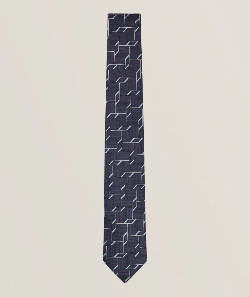 Geometric Silk Jacquard Tie