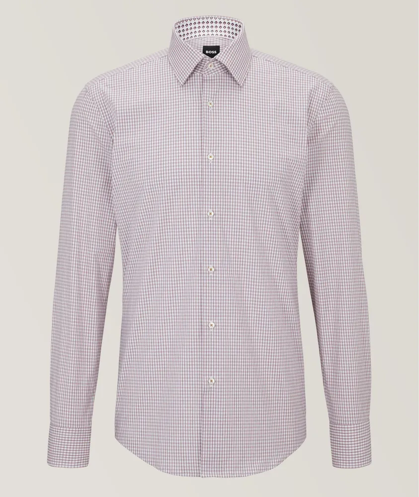 Slim Fit Checked Stretch-Cotton Dress Shirt