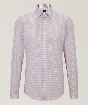 Slim Fit Checked Stretch-Cotton Dress Shirt