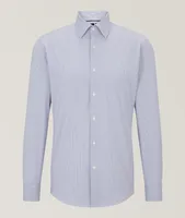 Striped Dot Stretch-Cotton Dress Shirt