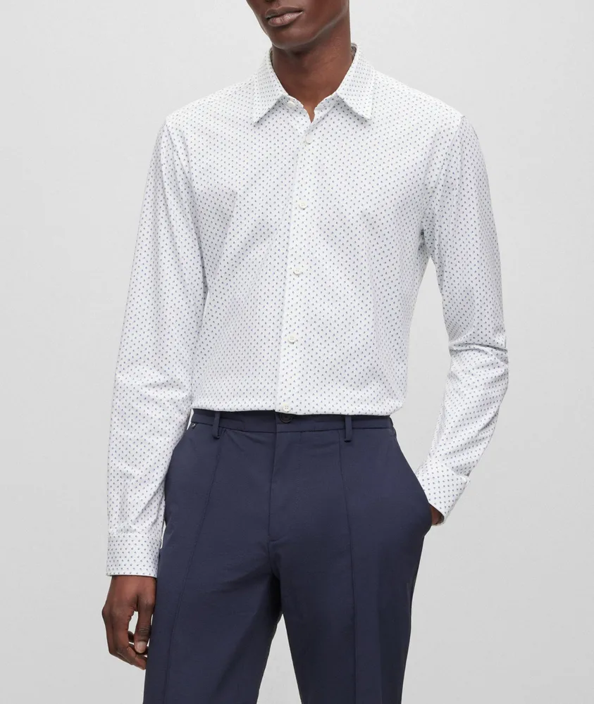 Slim-Fit Performance Stretch-Cotton Dress Shirt