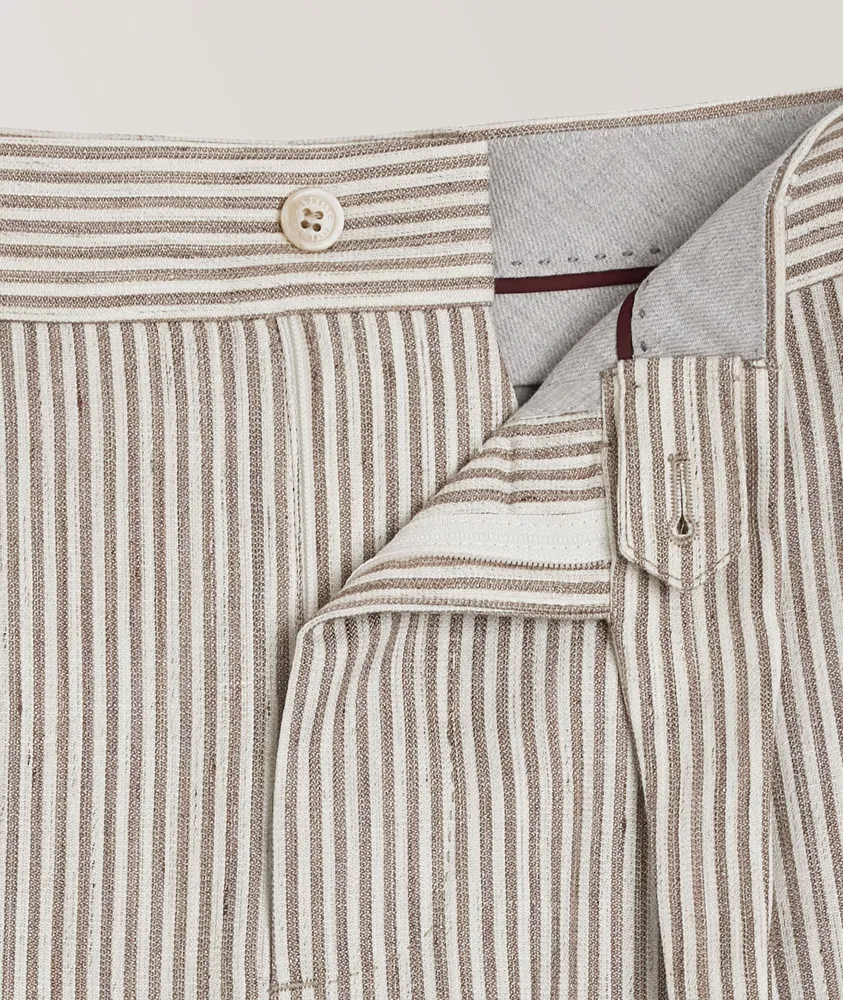 Striped Linen-Wool Dress Pants