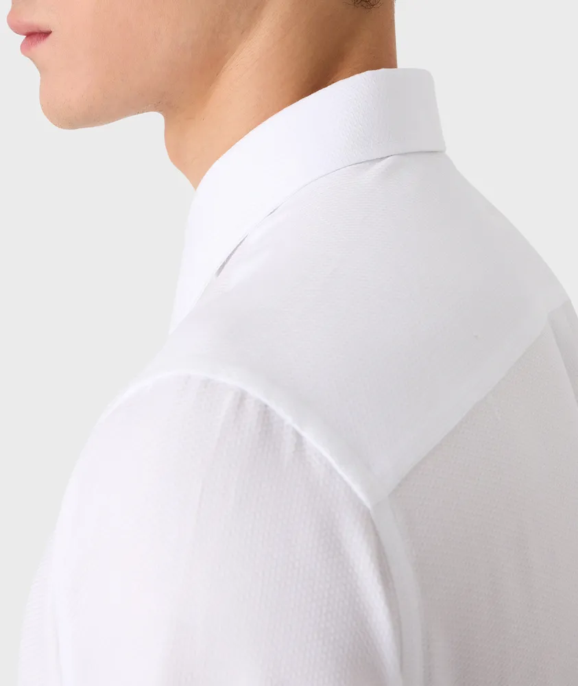 Micro-Pattern Poplin Cotton Dress Shirt