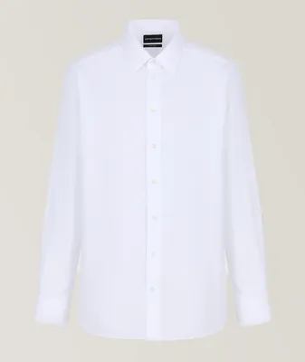 Micro-Pattern Poplin Cotton Dress Shirt