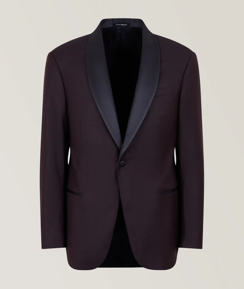 G-Line Micro Medallion Stretch-Wool Tuxedo Jacket