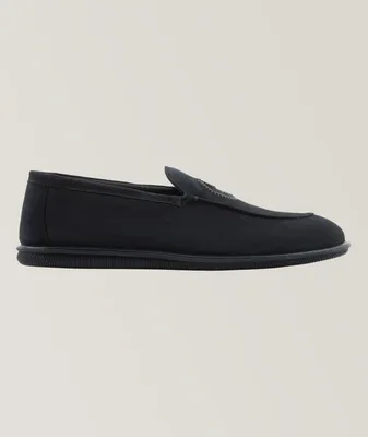 Threaded Logo Suede Loafers