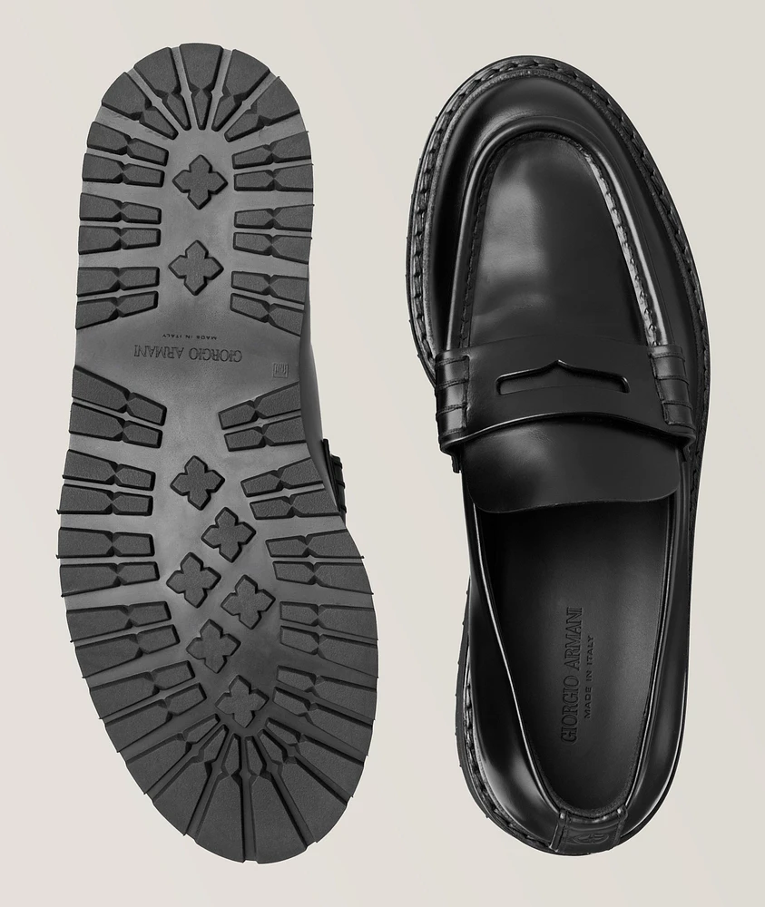 Chunky Sole Leather Loafers