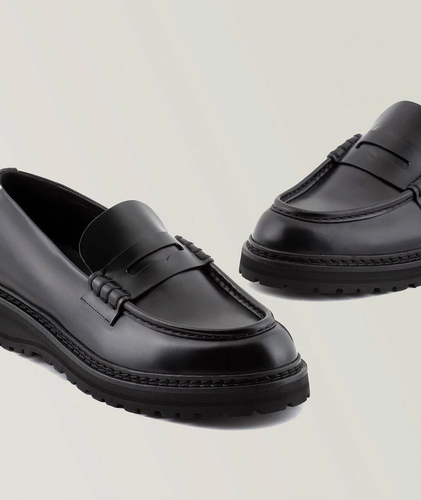 Chunky Sole Leather Loafers