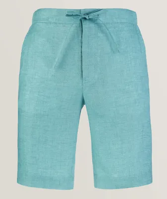 Drawstring Arizona Linen-Blend Bermuda Shorts