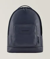 Logo Embossed Leather Backpack