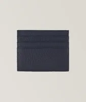 3D Logo Grained Leather Card Holder