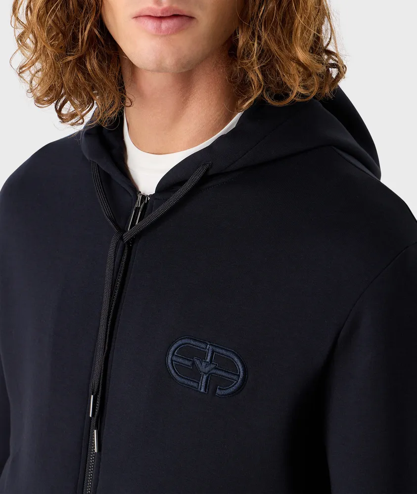 Full-Zip Double Jersey Hooded Sweater