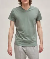 Solid Pima Cotton-Stretch V-Neck T-Shirt