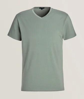 Solid Pima Cotton-Stretch V-Neck T-Shirt